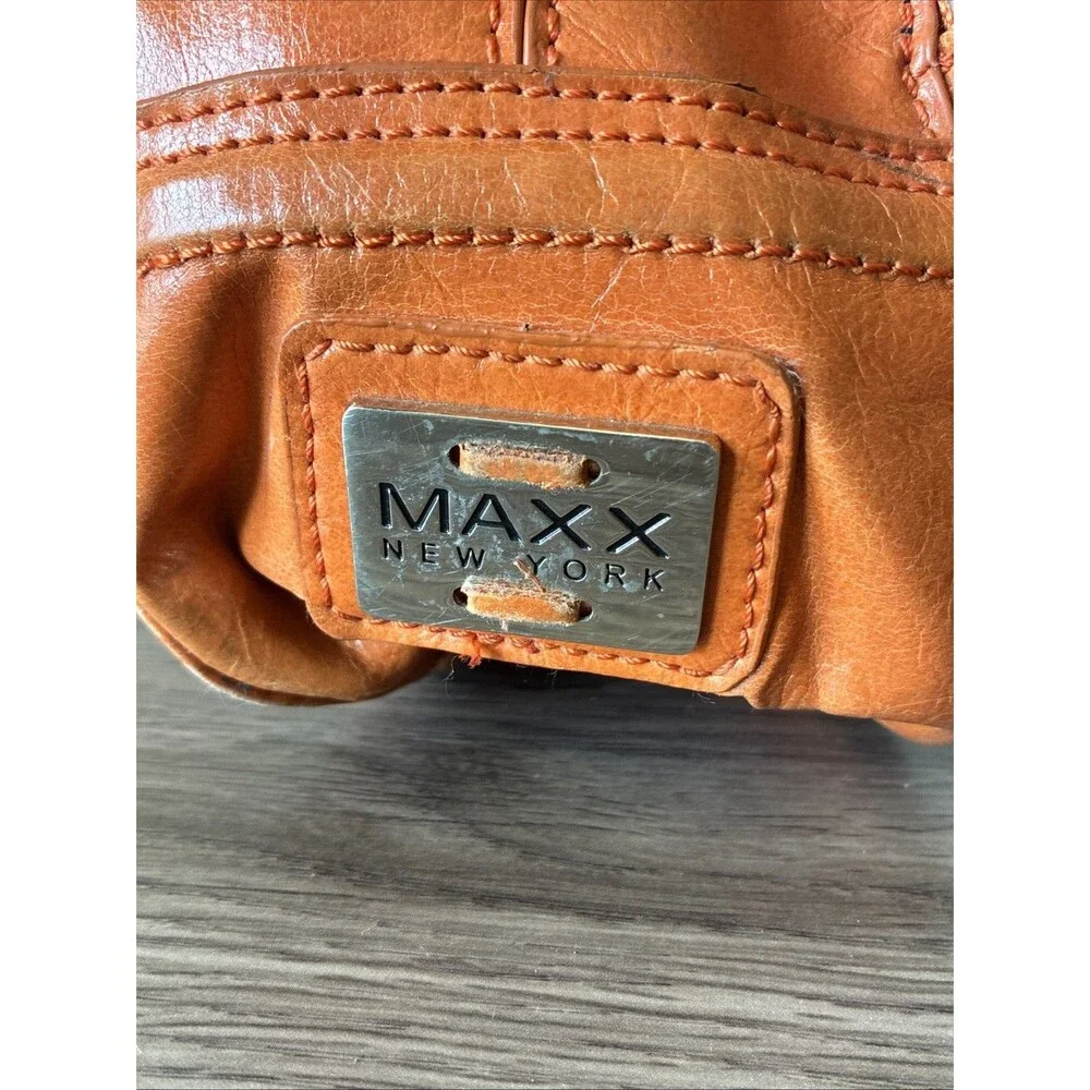 Vintage Maxx New York Orange Purse, Y2K, Zippers Leopard Print, Shoulder bag